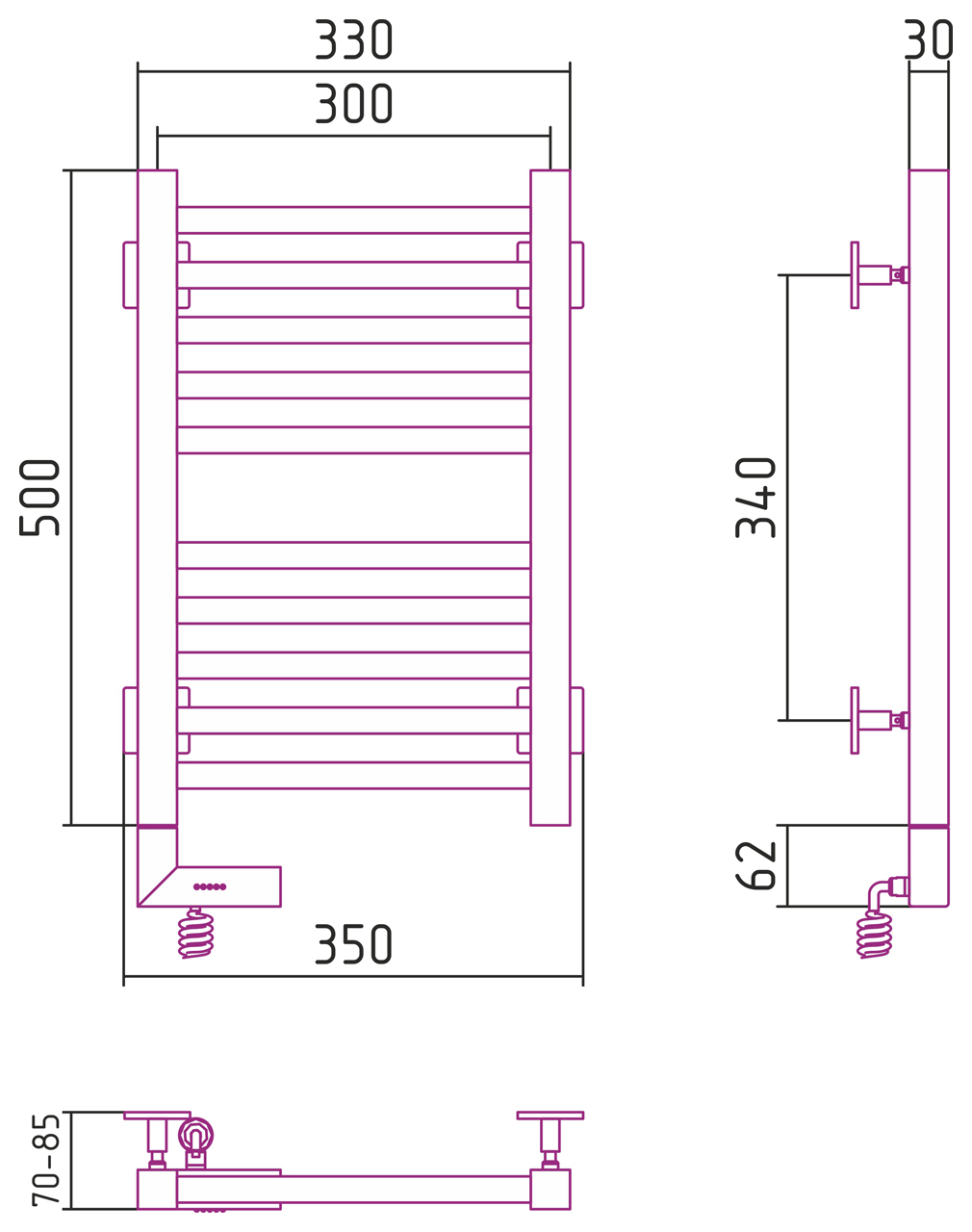 Полотенцесушитель электрический Сунержа Модус 2.0 500x300