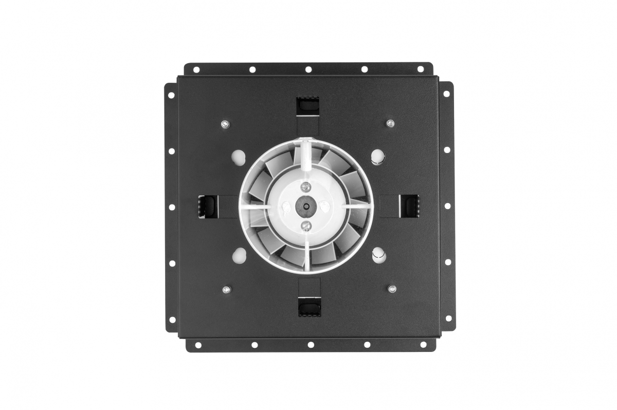 Решетка скрытого монтажа FoZa ПОД ПЛИТКУ 207х207 с вентилятором 100СНК, обратный клапан, таймер+датчик влажности, черная, 100мм