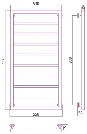 Полотенцесушитель водяной Сунержа Канцлер 1000x500