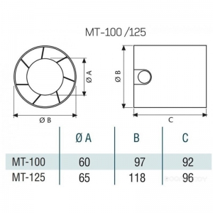 Канальный вентилятор Cata MT-125