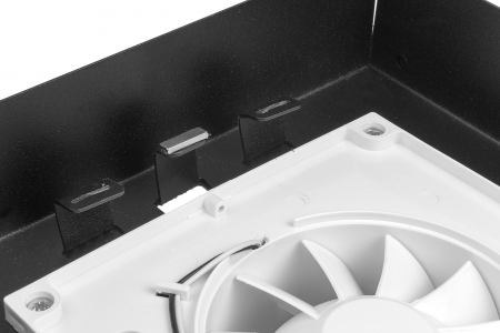 Теневой диффузор под плитку FoZa 237х237 с вентилятором на шарикоподшипнике 125СНК, обратный клапан, таймер+датчик влажности, черная, d125мм